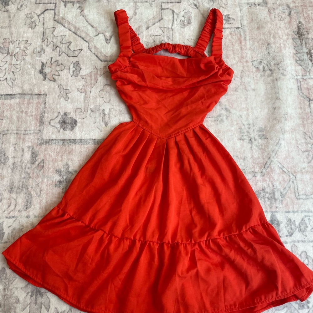 Vibrant Orange Backless Dress